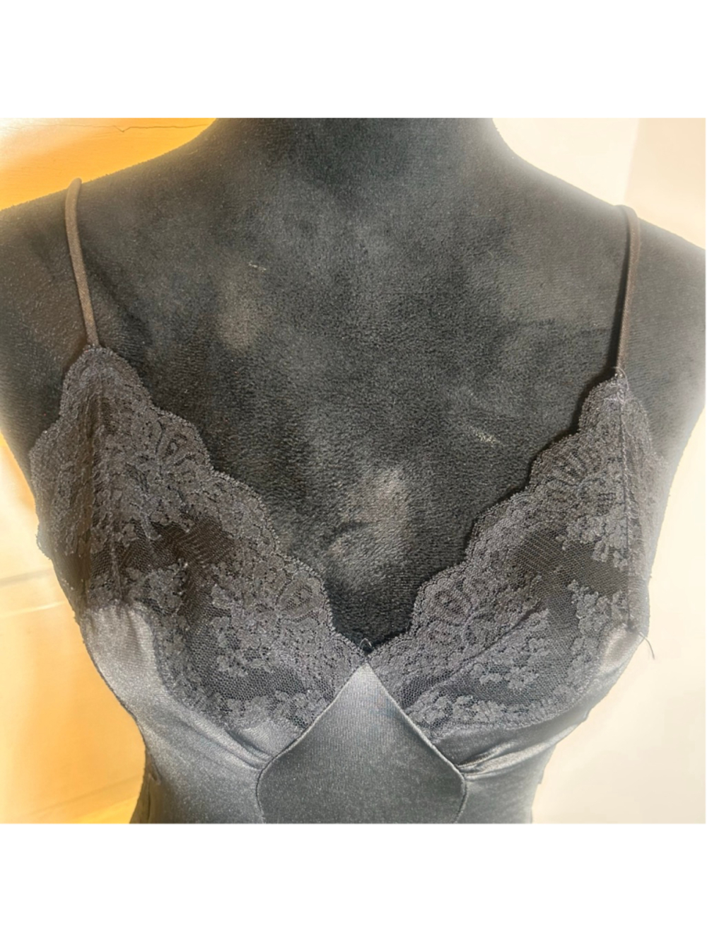 Women's I. Magnin Black Lace Chemise Slip Dress S Romantic Date Night Goth - Picture 2 of 11